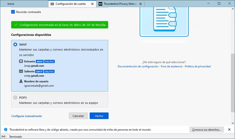 Configurer la messagerie Thunderbird