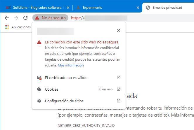 Chrome Web HTTPS n'est pas sécurisé