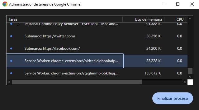 gestionnaire de tâches navigateur Google Chrome