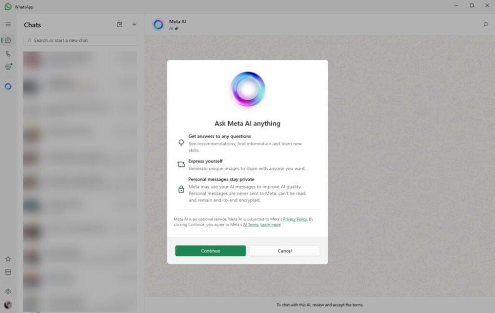 méta ai WhatsApp Windows 11