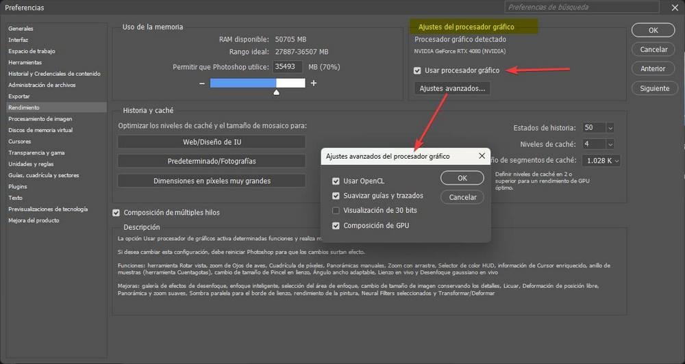 Ajustements des performances d'Adobe Photoshop