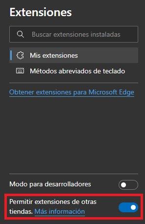 extensions autres magasins Microsoft Edge