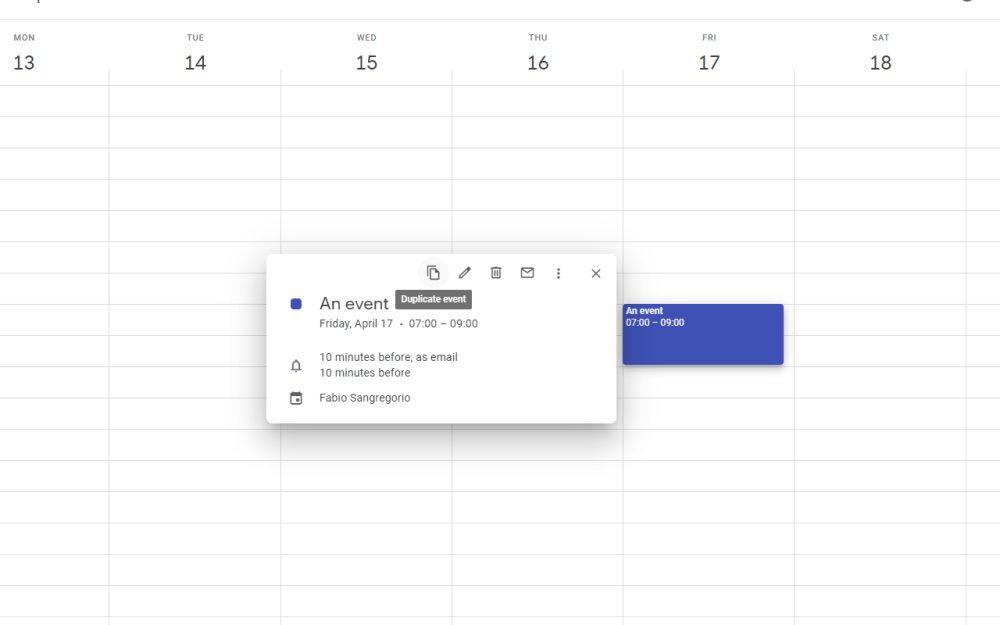 Calendrier Google de duplication rapide